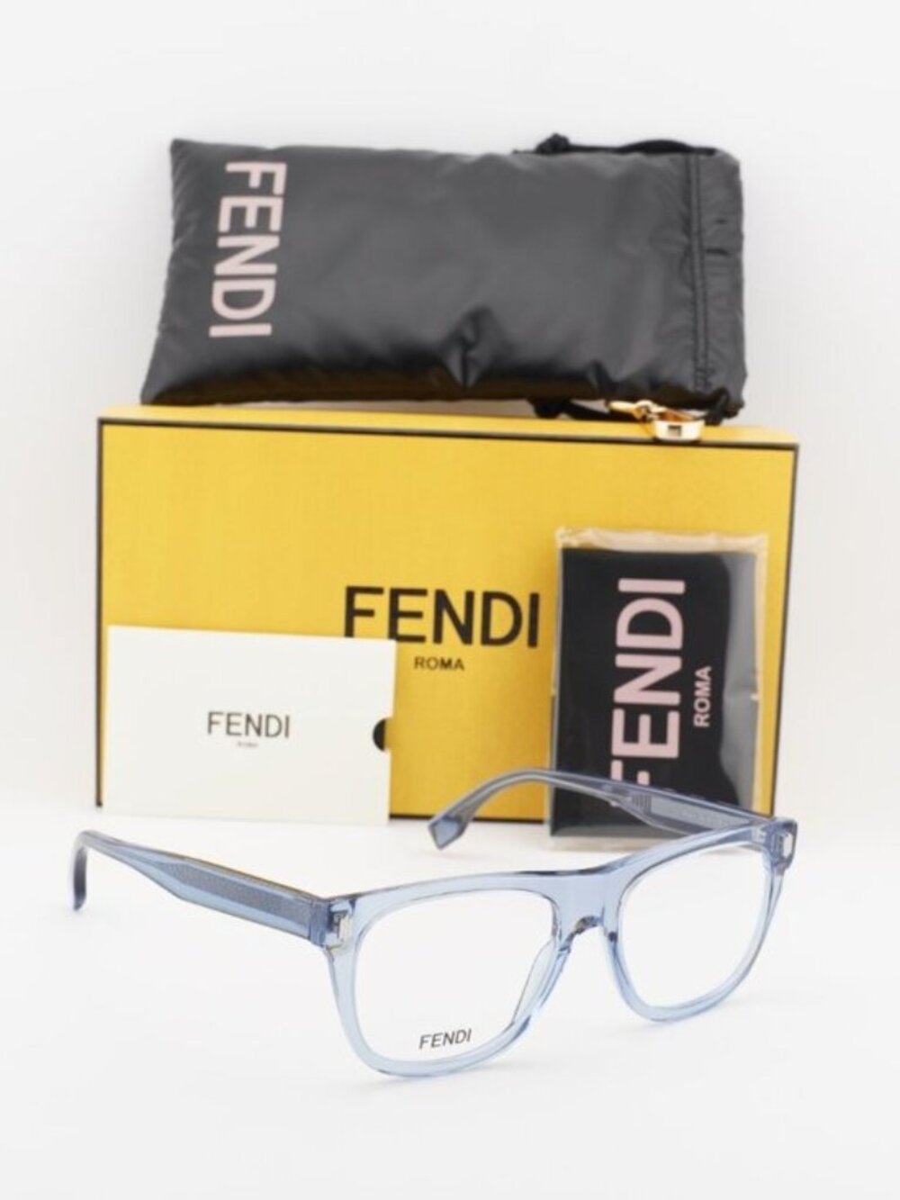Fendi FE50070I 090 Square Eyeglasses 54mm - Shiny Blue
